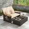 Convertible Patio Rattan Loveseat Daybed Set with Storage Ottoman